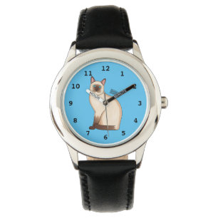 Siamese cat cartoon illustration armbanduhr