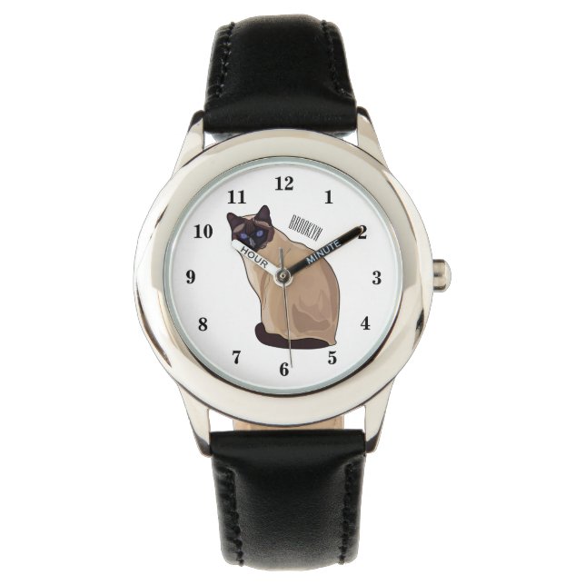 Siamese cat cartoon illustration armbanduhr (Vorderseite)