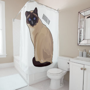 Siamese cat cartoon illustration duschvorhang