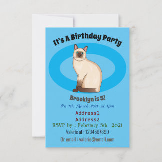 Siamese cat cartoon illustration einladung