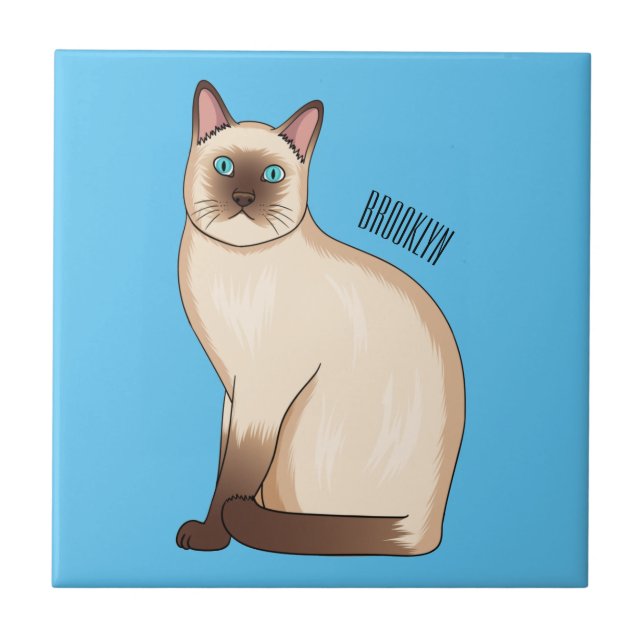 Siamese cat cartoon illustration fliese (Vorderseite)