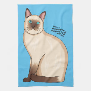 Siamese cat cartoon illustration  geschirrtuch