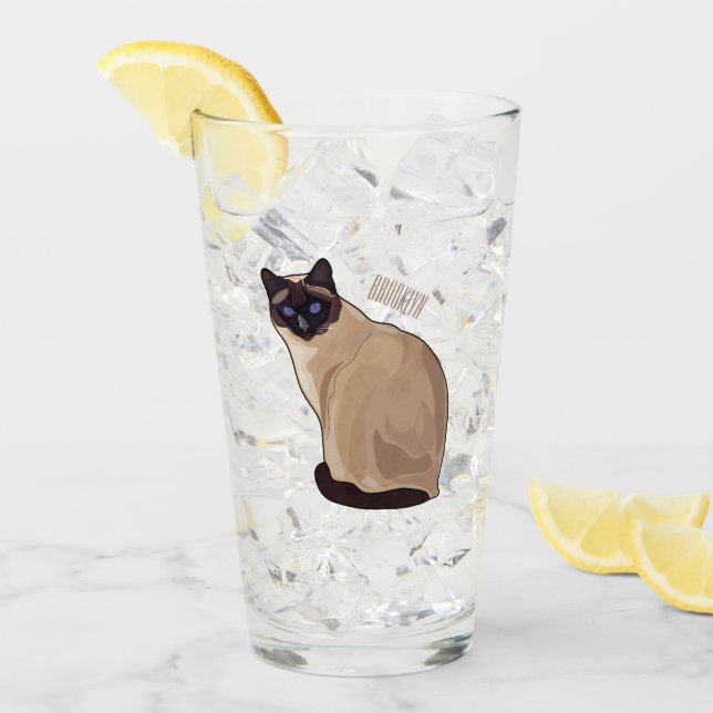 Siamese cat cartoon illustration glas (Vorderseite Ice)