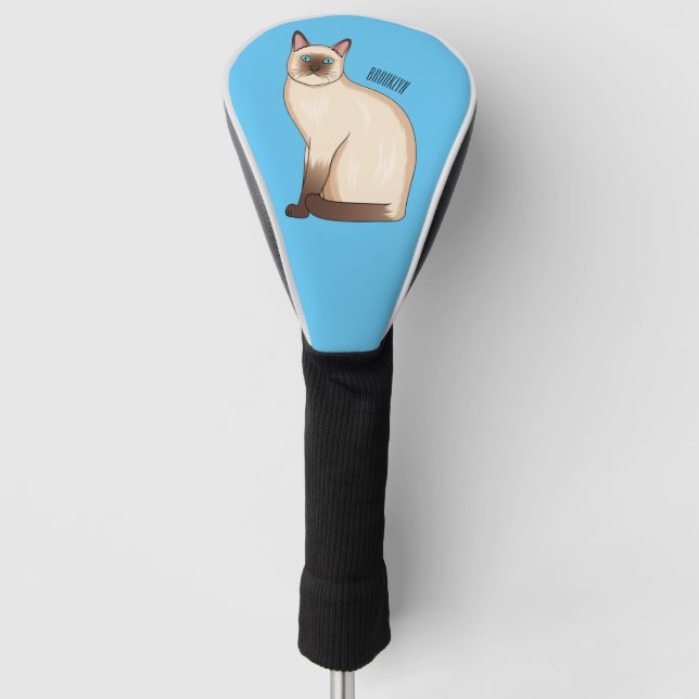 Siamese cat cartoon illustration golf headcover (Vorderseite)