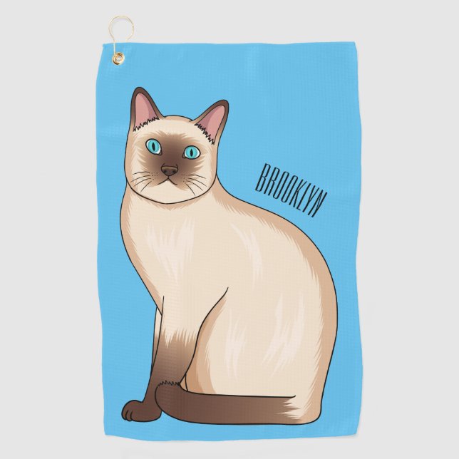 Siamese cat cartoon illustration golfhandtuch (Vorderseite)