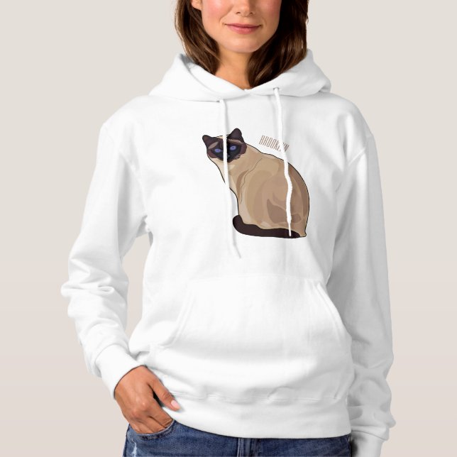 Siamese cat cartoon illustration hoodie (Vorderseite)