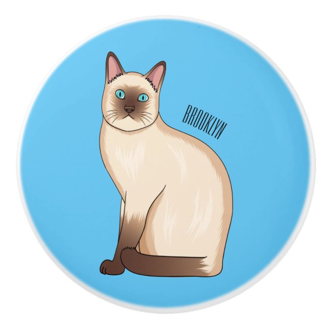 Siamese cat cartoon illustration keramikknauf (Vorderseite)