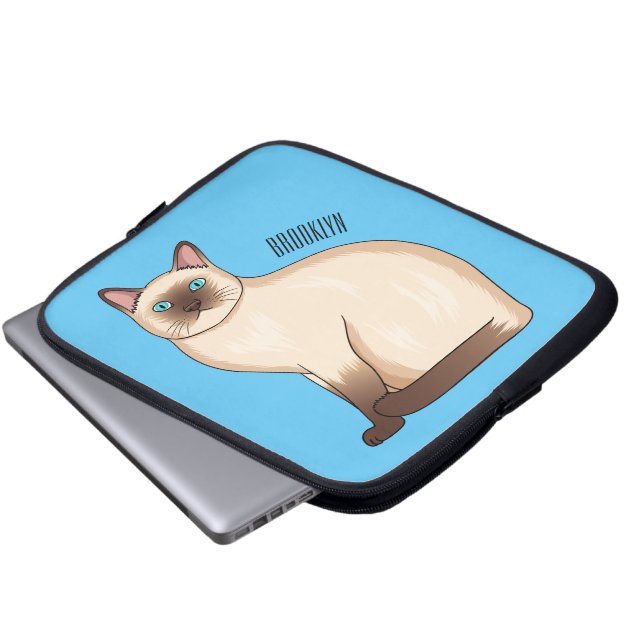 Siamese cat cartoon illustration laptopschutzhülle (Vorne Knopf)