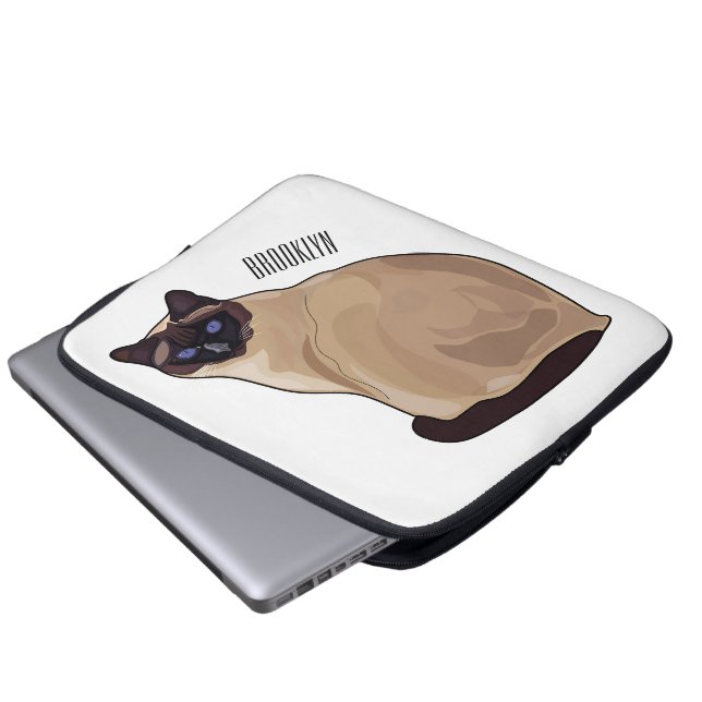 Siamese cat cartoon illustration laptopschutzhülle (Vorne Knopf)