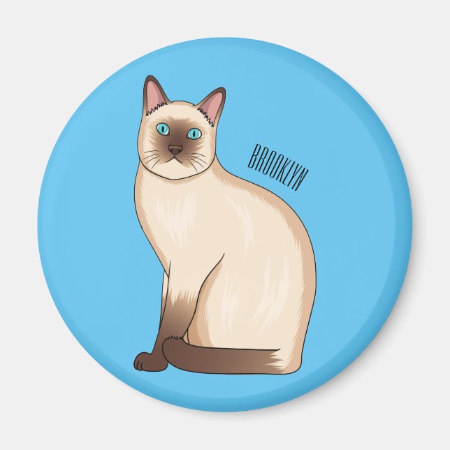 Siamese cat cartoon illustration magnet (Vorne)