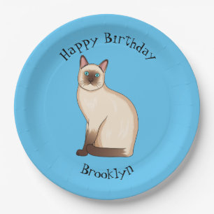 Siamese cat cartoon illustration pappteller