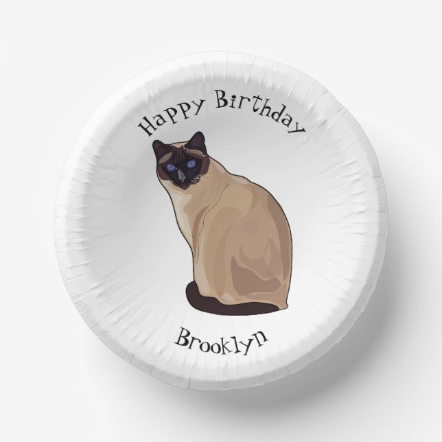 Siamese cat cartoon illustration pappteller (Vorderseite)