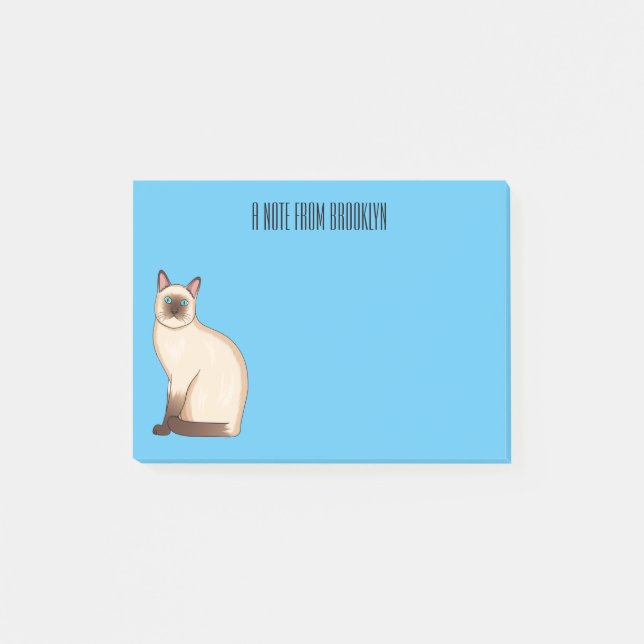 Siamese cat cartoon illustration post-it klebezettel (Vorderseite)