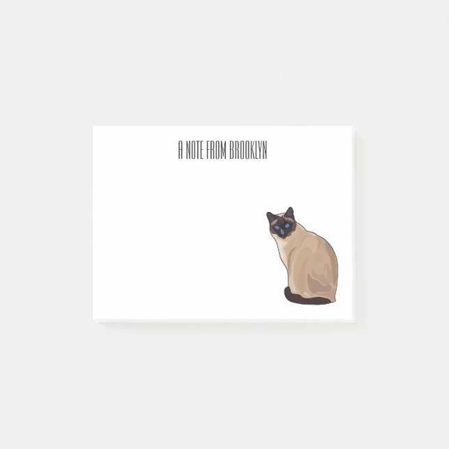 Siamese cat cartoon illustration post-it klebezettel (Vorderseite)