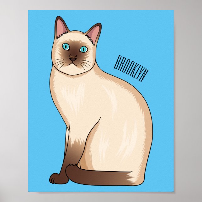 Siamese cat cartoon illustration poster (Vorne)