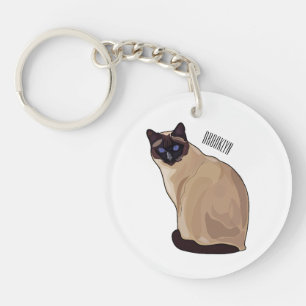 Siamese cat cartoon illustration schlüsselanhänger