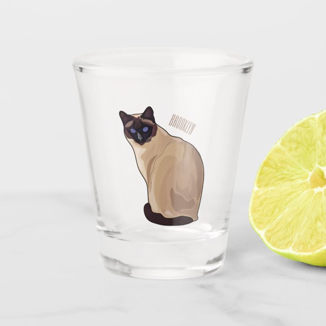 Siamese cat cartoon illustration schnapsglas (Vorderseite)