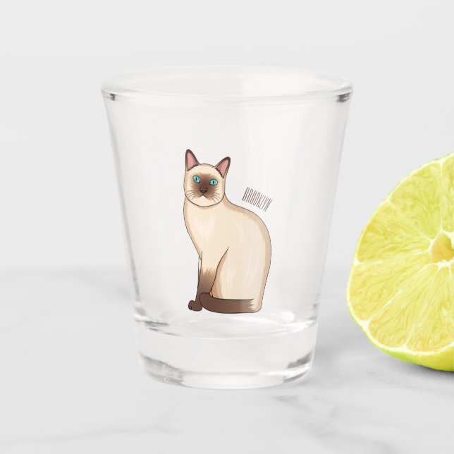Siamese cat cartoon illustration schnapsglas (Vorderseite)