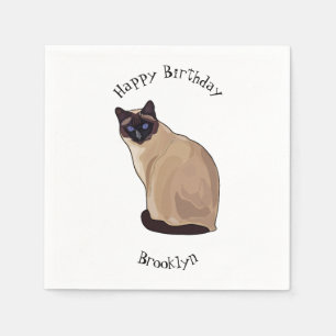Siamese cat cartoon illustration serviette