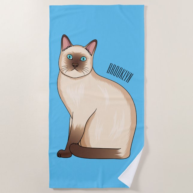 Siamese cat cartoon illustration strandtuch (Vorderseite)