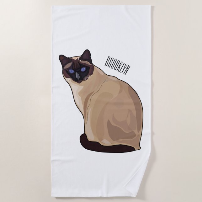 Siamese cat cartoon illustration strandtuch (Vorderseite)