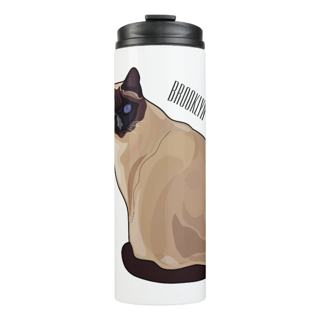 Siamese cat cartoon illustration thermosbecher (Vorderseite)