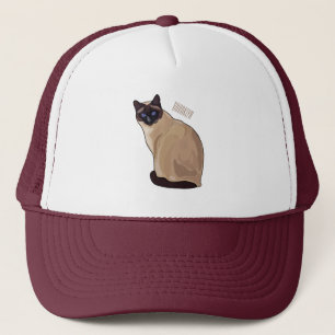 Siamese cat cartoon illustration truckerkappe