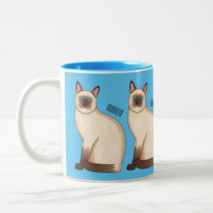 Siamese cat cartoon illustration zweifarbige tasse