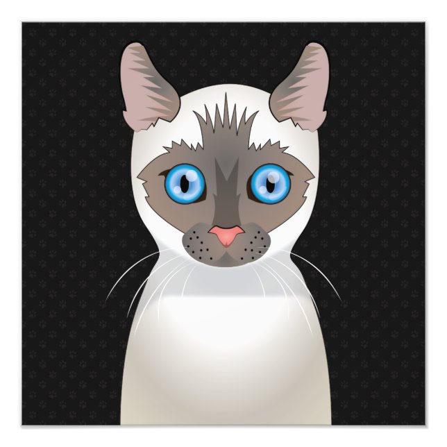 Siamese Cat Cartoon Paws Fotodruck (Vorne)