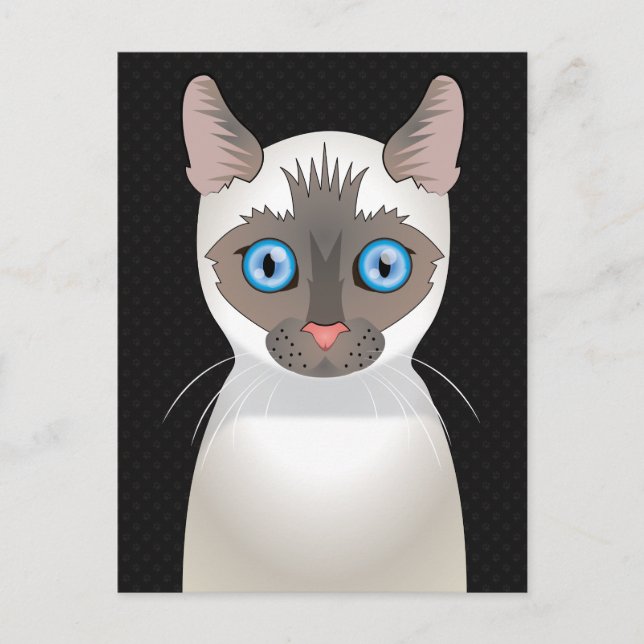 Siamese Cat Cartoon Paws Postkarte (Vorderseite)