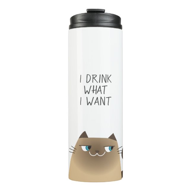 Siamese Cat Cartoon Thermosbecher (Vorderseite)