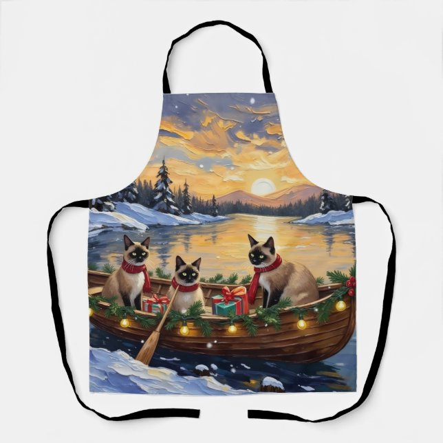 Siamese Cat Christmas Boat Holiday Schürze (Vorderseite)