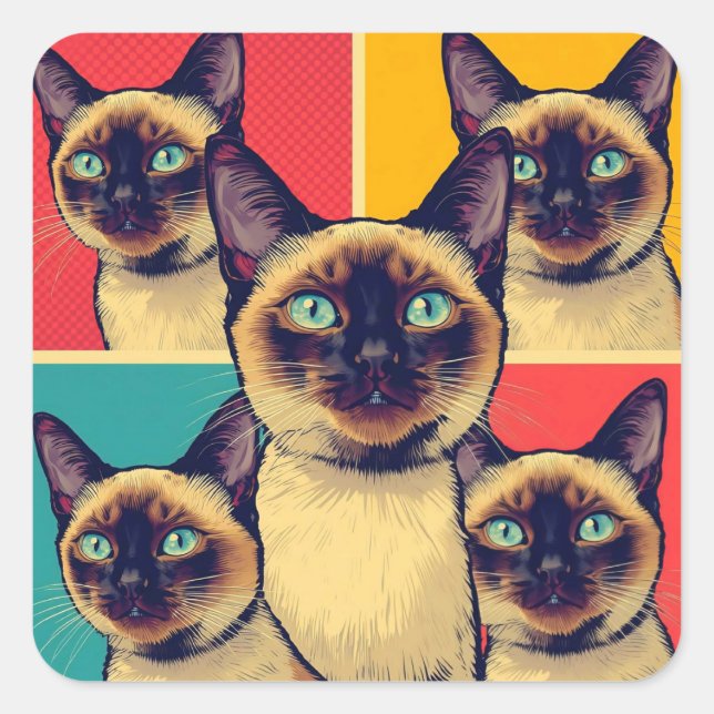 Siamese cat christmas quadratischer aufkleber (Vorderseite)