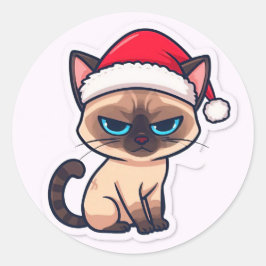 Siamese cat christmas runder aufkleber