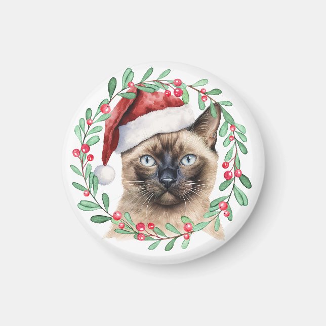 Siamese Cat Christmas Thema für Cat Lover Magnet (Vorne)