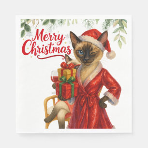 Siamese Cat Christmas Themed Serviette