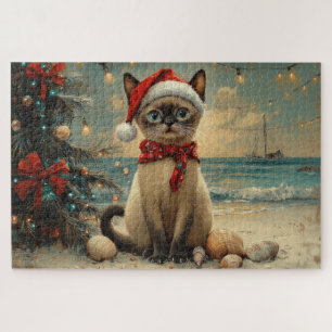 Siamese Cat Christmas Vintag Beach