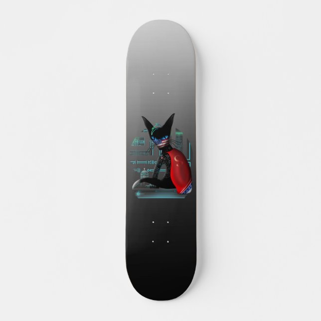 Siamese Cat Cyberpunk Ninja Skateboard (Vorne)