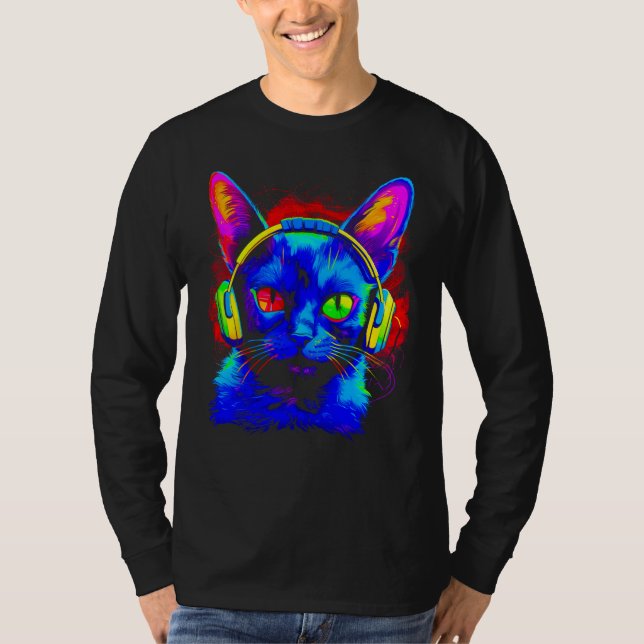 Siamese Cat DJ Music T-Shirt (Vorderseite)
