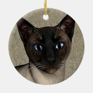 Siamese Cat Face Keramik Ornament