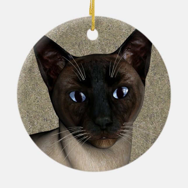 Siamese Cat Face Keramik Ornament (Hinten)