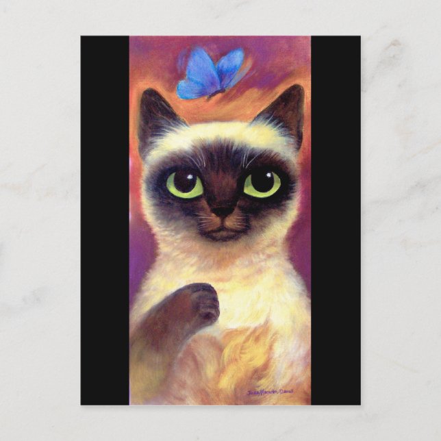 Siamese Cat Feline Butterfly Art - Multi Postkarte (Vorderseite)