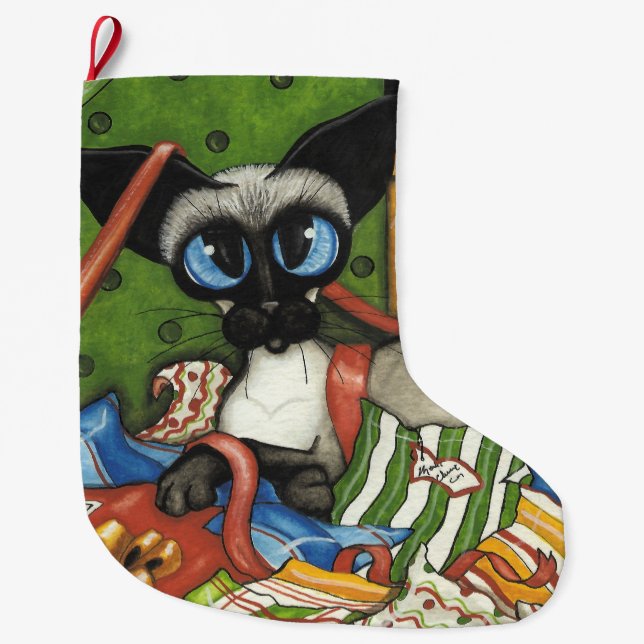 Siamese Cat Gift Strumpf von Bihrle Großer Weihnachtsstrumpf (Vorderseite)