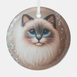 Siamese Cat Glass Ornament