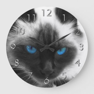 Siamese Cat Große Wanduhr