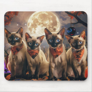 Siamese Cat Halloween Spooky Mousepad