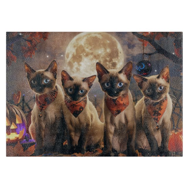Siamese Cat Halloween Spooky Schneidebrett (Vorderseite)