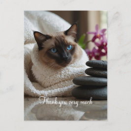 Siamese Cat im Wellness-Center Vielen Dank Postkarte