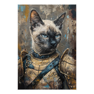 Siamese Cat in Armor Fotodruck