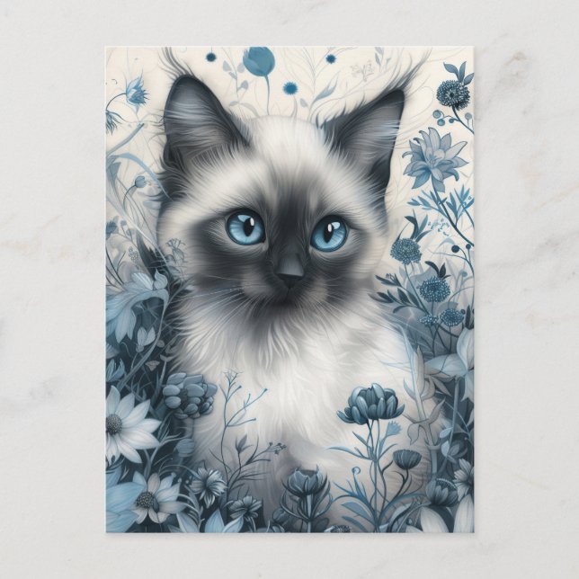 Siamese Cat in Mystic Garden Postkarte (Vorderseite)